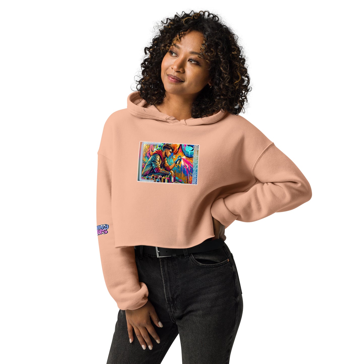 GraffyTees vandal Artist creating a Mural Crop Hoodie