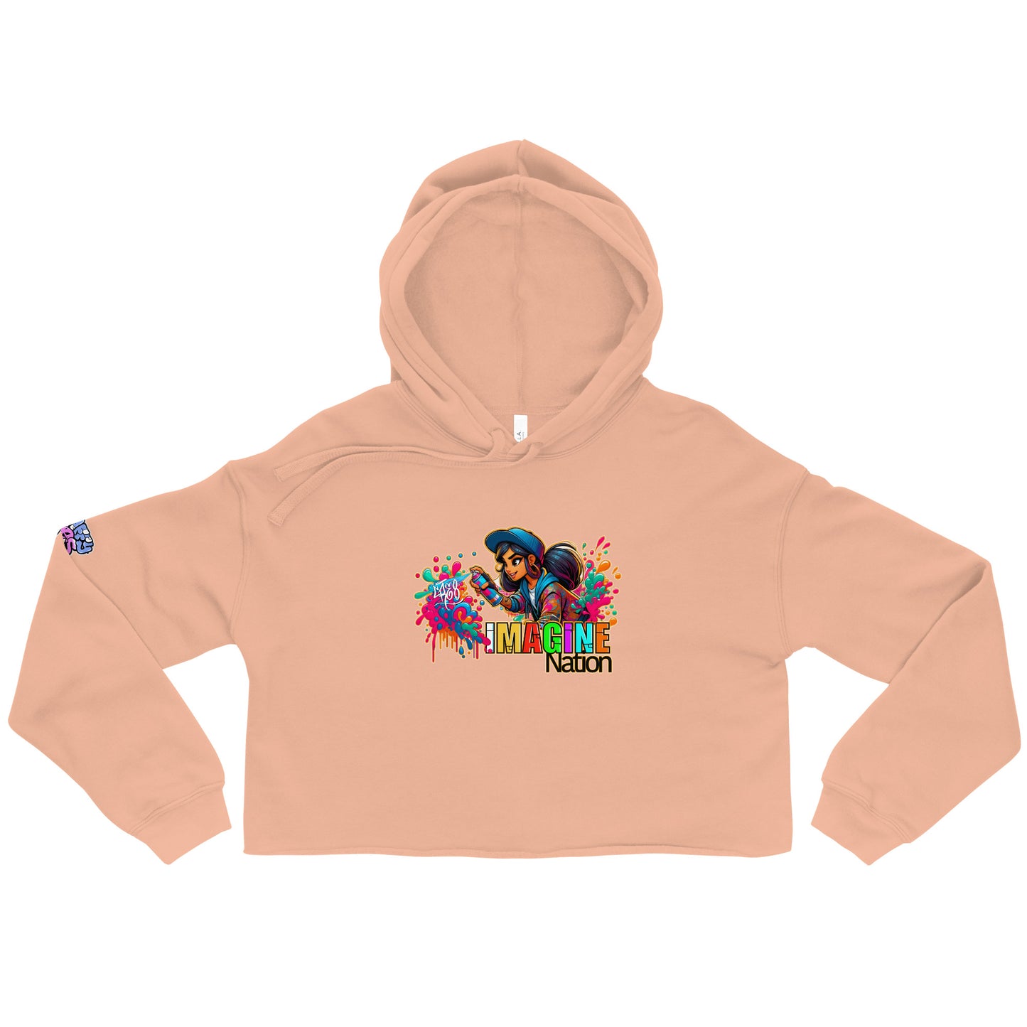 GraffyTees Girl Graffiti Artist Imagine-Nation Crop Hoodie
