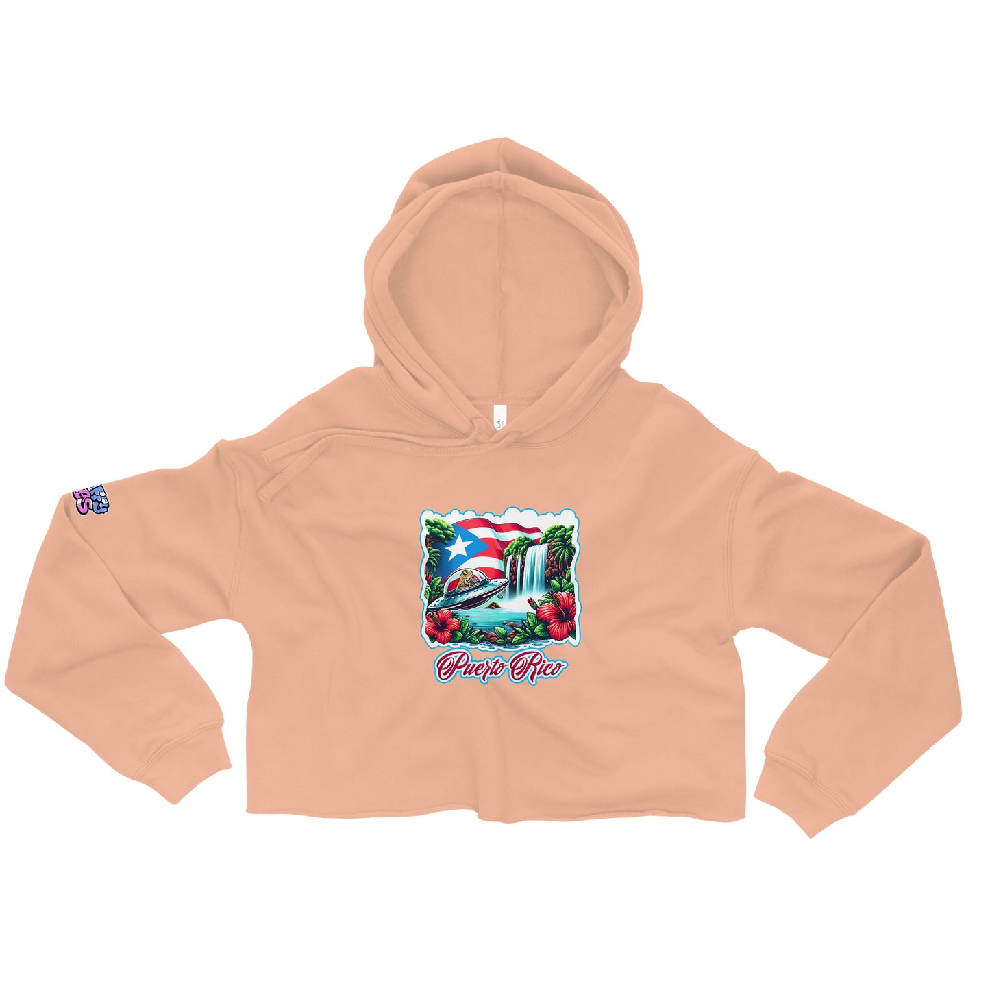 Graffytees Puerto Rico Coqui in UFO Crop Hoodie