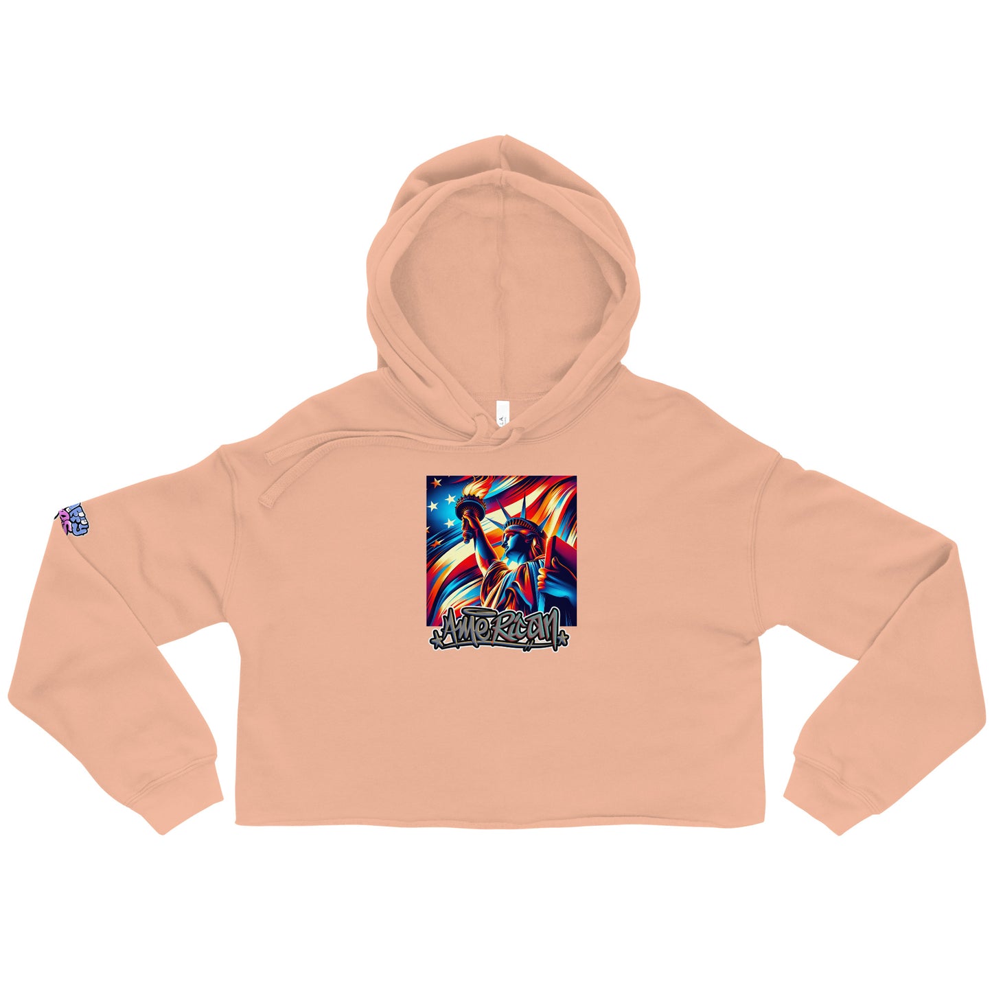 Graffytees American flag and Statue of Liberty Crop Hoodie