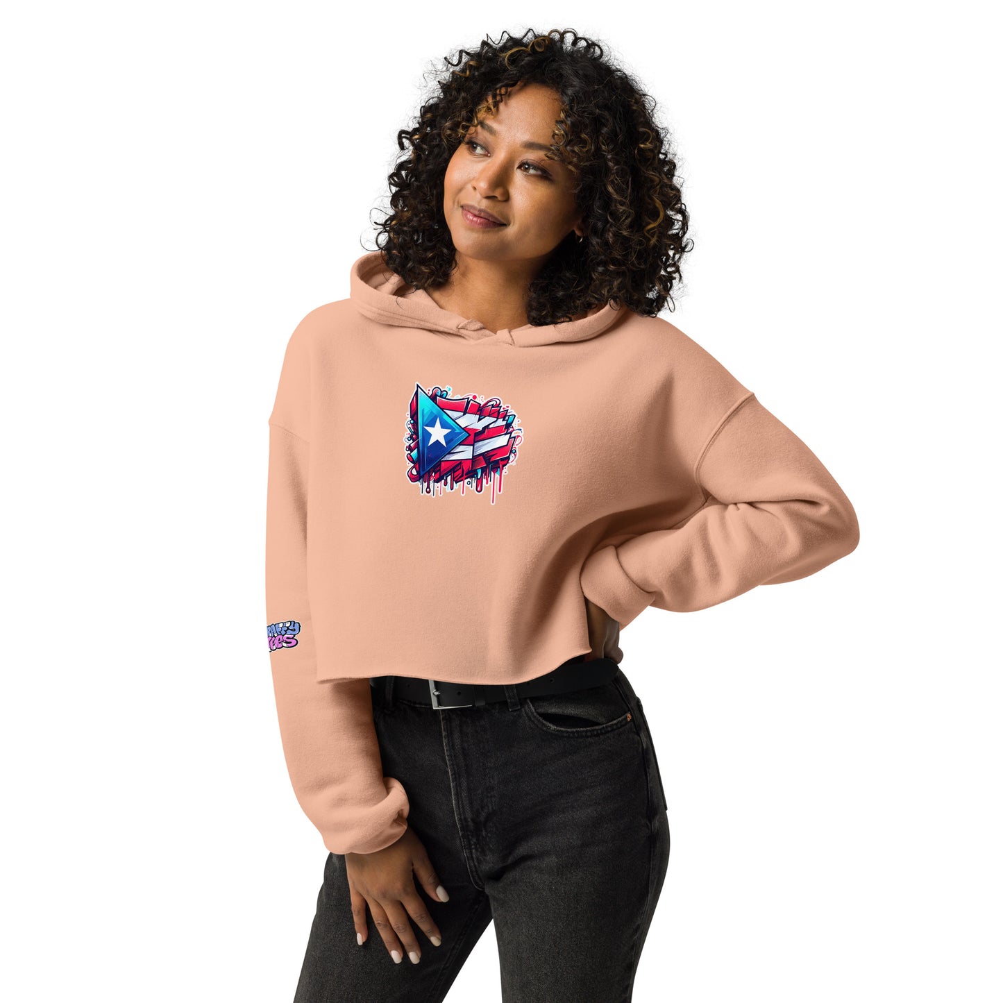 Graffytees graffiti Puerto Rican Flag Crop Hoodie