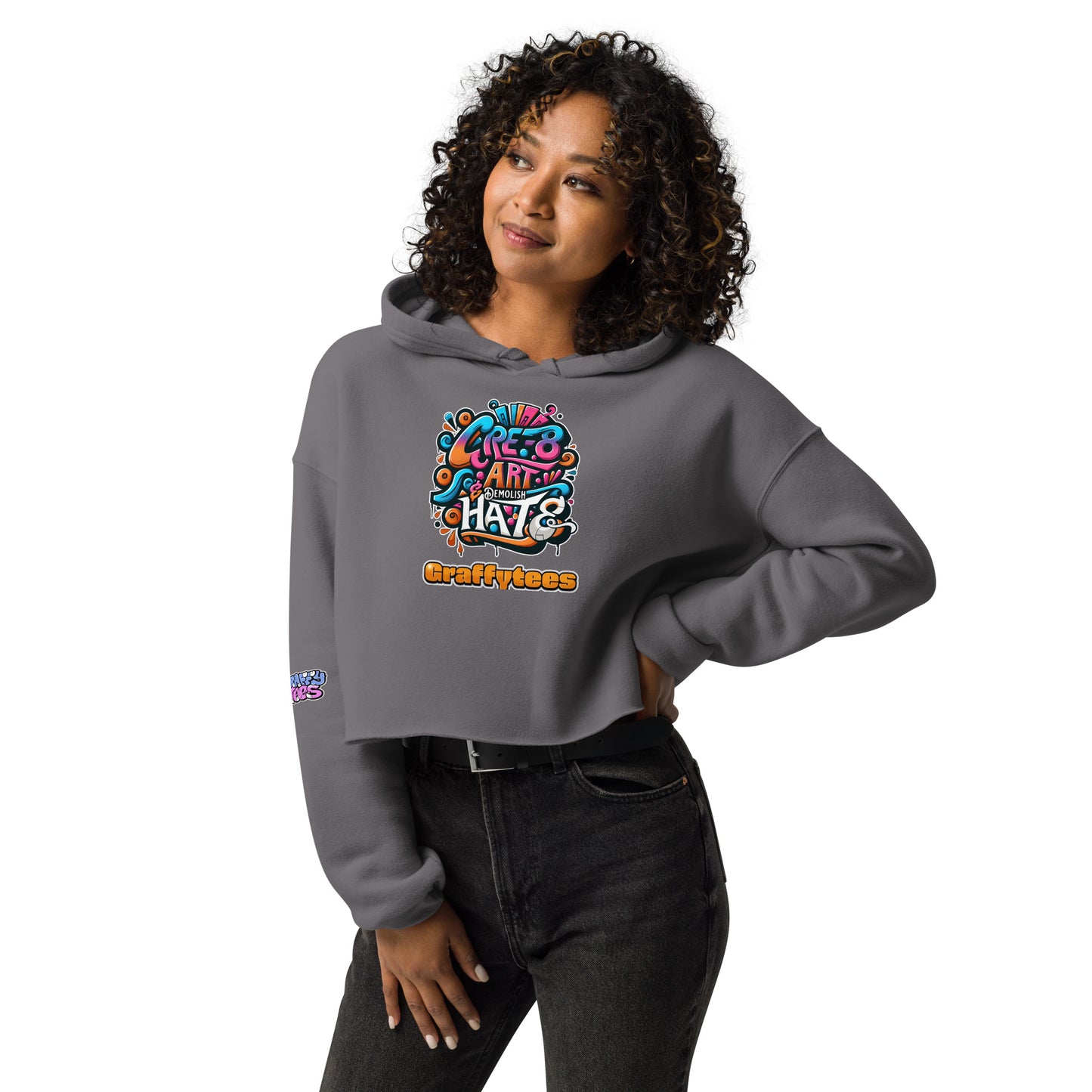 Graffiti Cre-8 Art Crop Hoodie