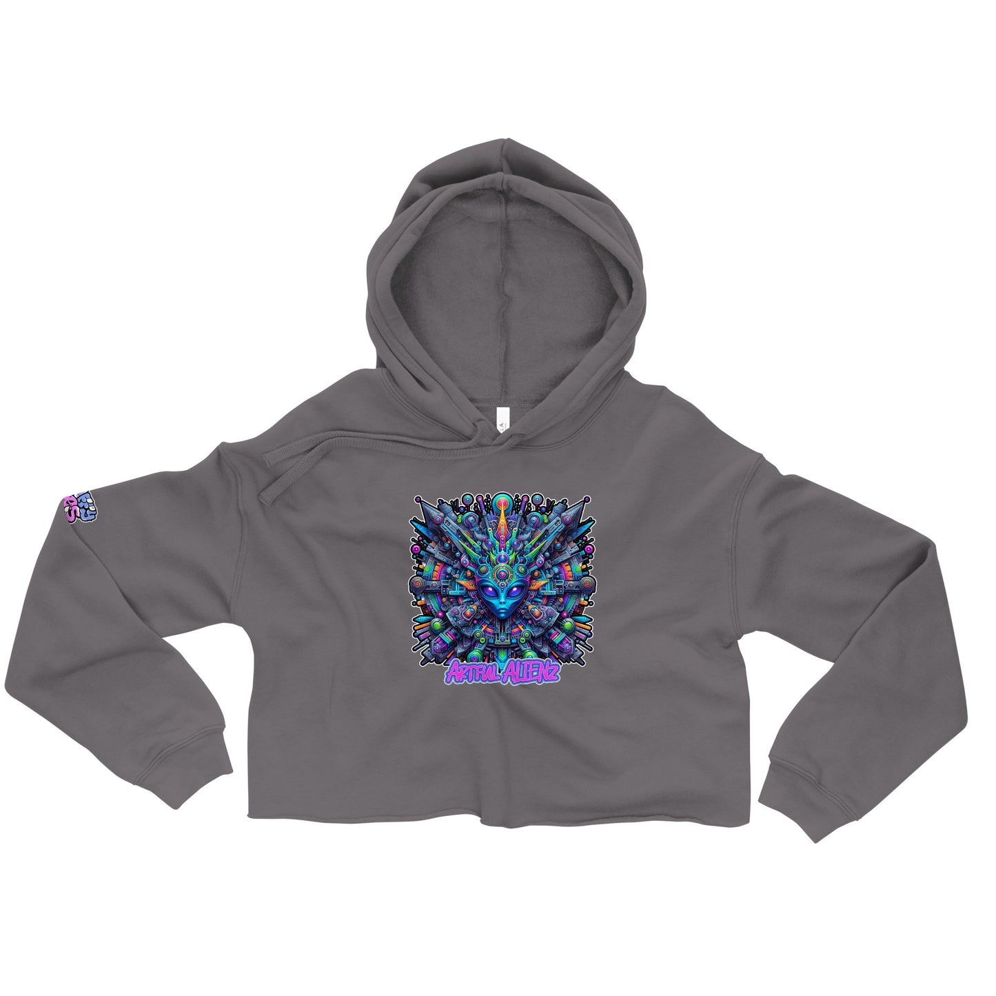 Graffiti Artful Alienz purp Crop Hoodie