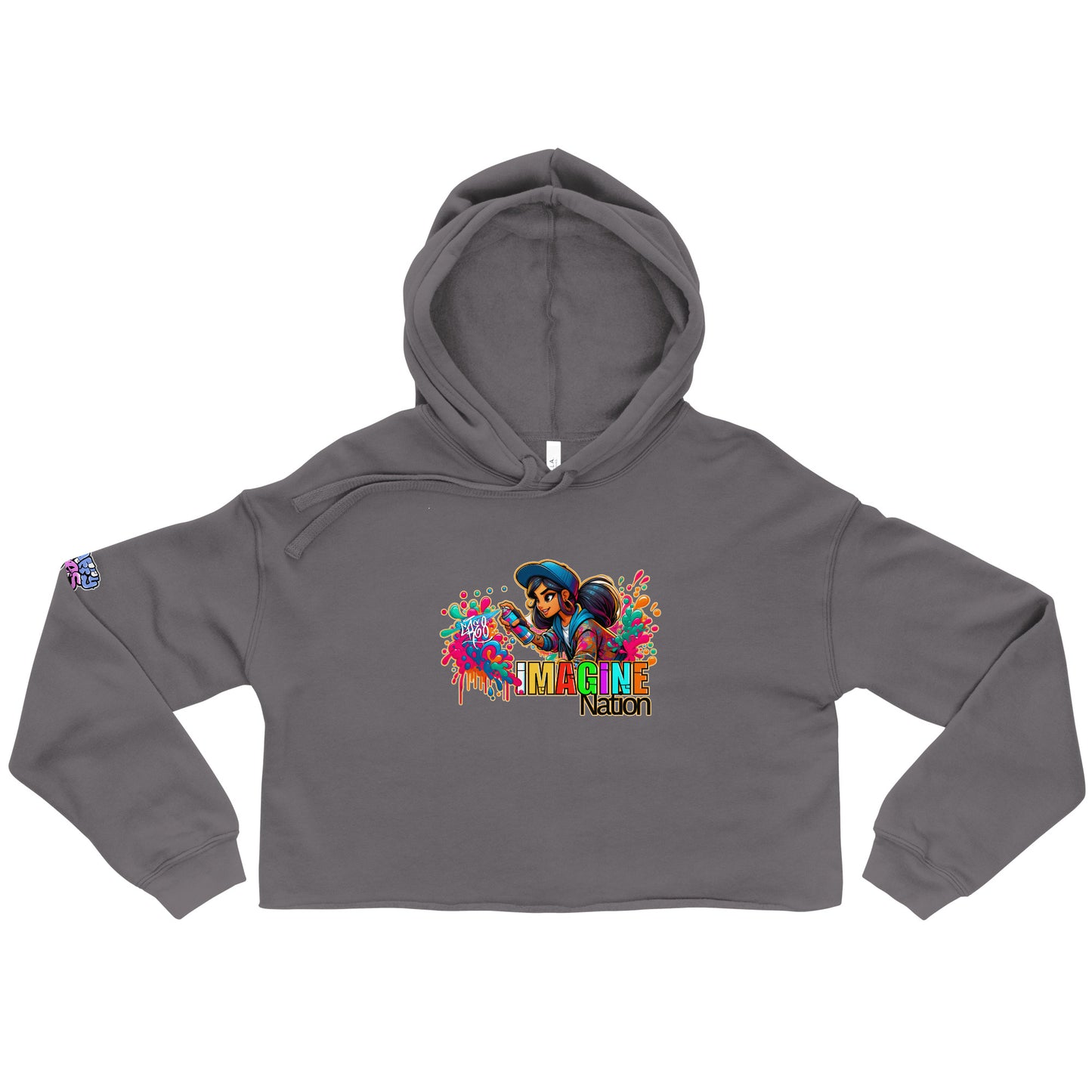 GraffyTees Girl Graffiti Artist Imagine-Nation Crop Hoodie