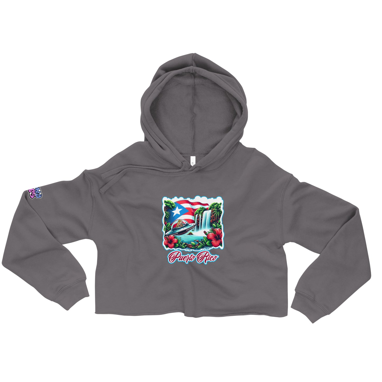 Graffytees Puerto Rico Coqui in UFO Crop Hoodie