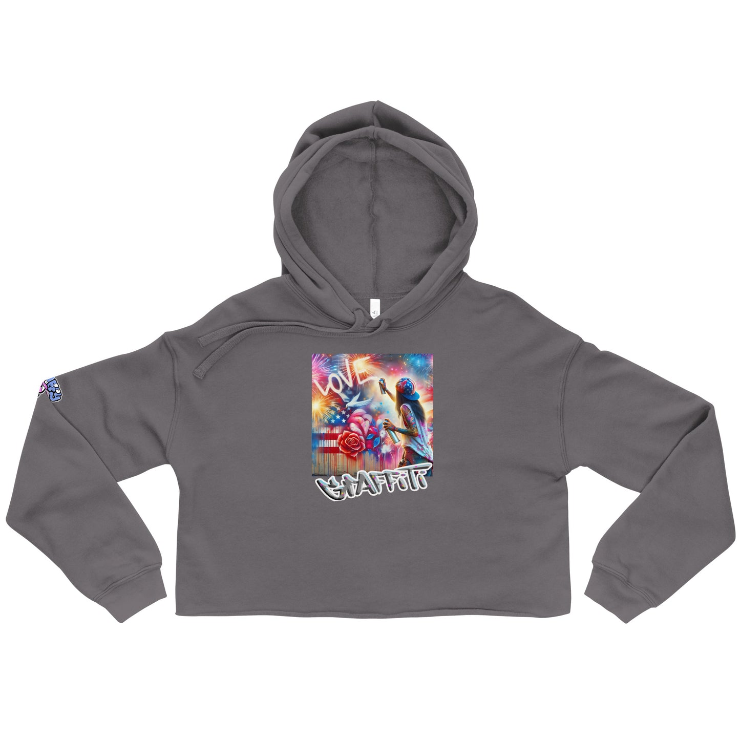 Graffytees Girl Artist inspired Graffiti Love Message Crop Hoodie