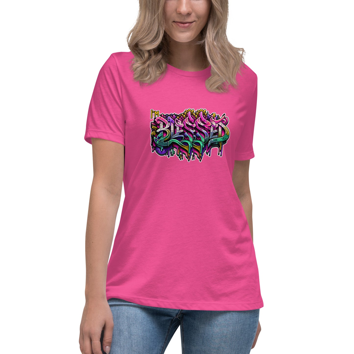 Graffytees Blessed Graffiti design Women's Relaxed T-Shirt