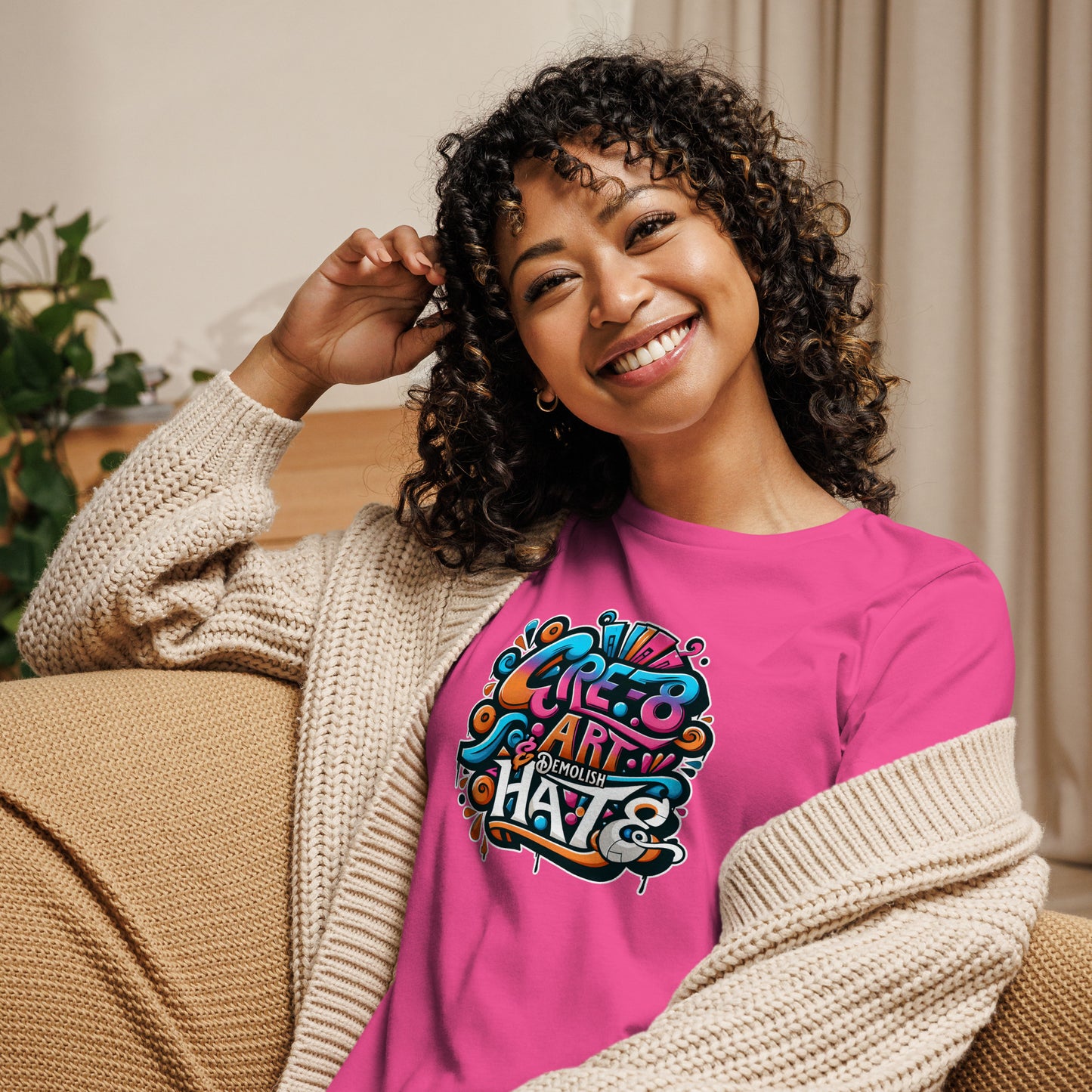 Graffytees CRE-8 Art design Women's Relaxed T-Shirt