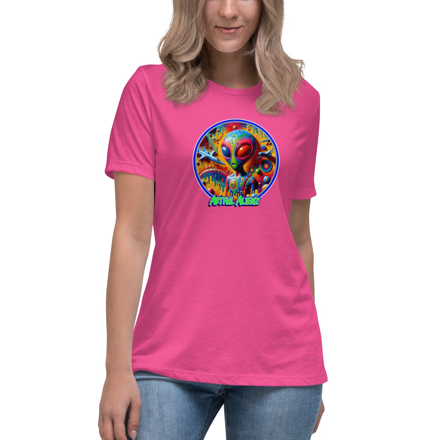 Graffytees Artful Alienz colorful graffiti design Women's Relaxed T-Shirt