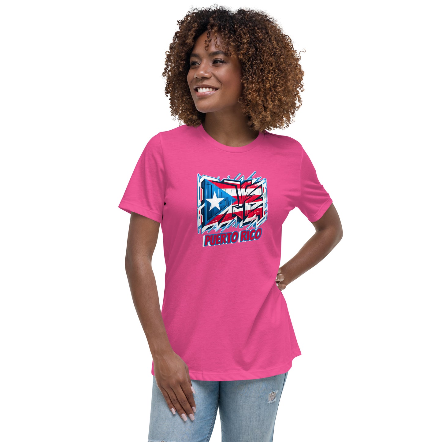 Graffytees Puerto Rico Graffiti flag Women's Relaxed T-Shirt