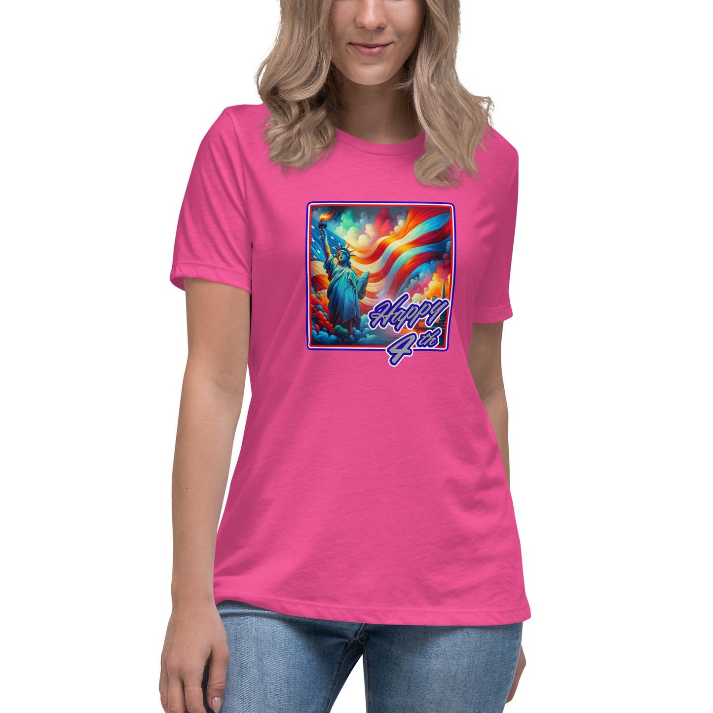 Graffytees Happy 4th of July Women's Relaxed T-Shirt