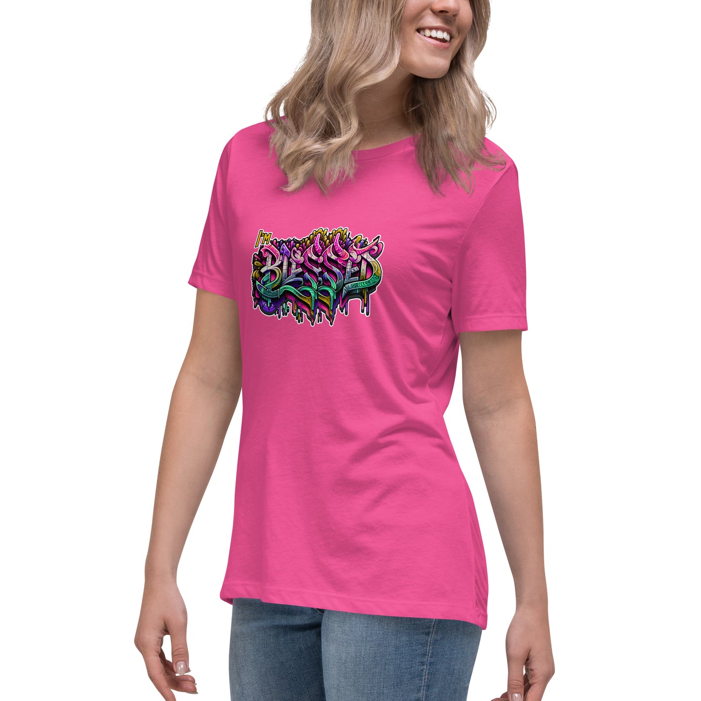 Graffytees Blessed Graffiti design Women's Relaxed T-Shirt