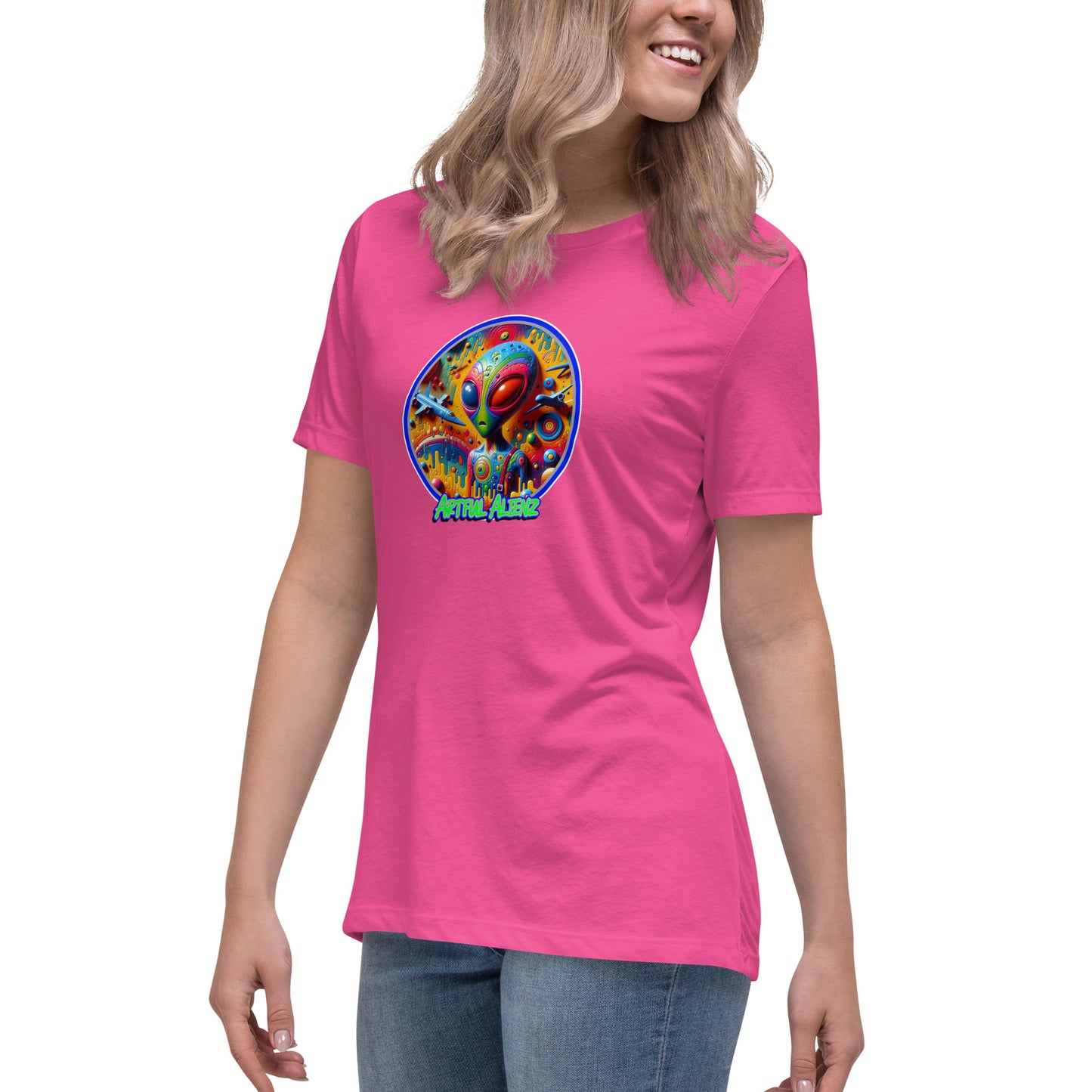 Graffytees Artful Alienz colorful graffiti design Women's Relaxed T-Shirt