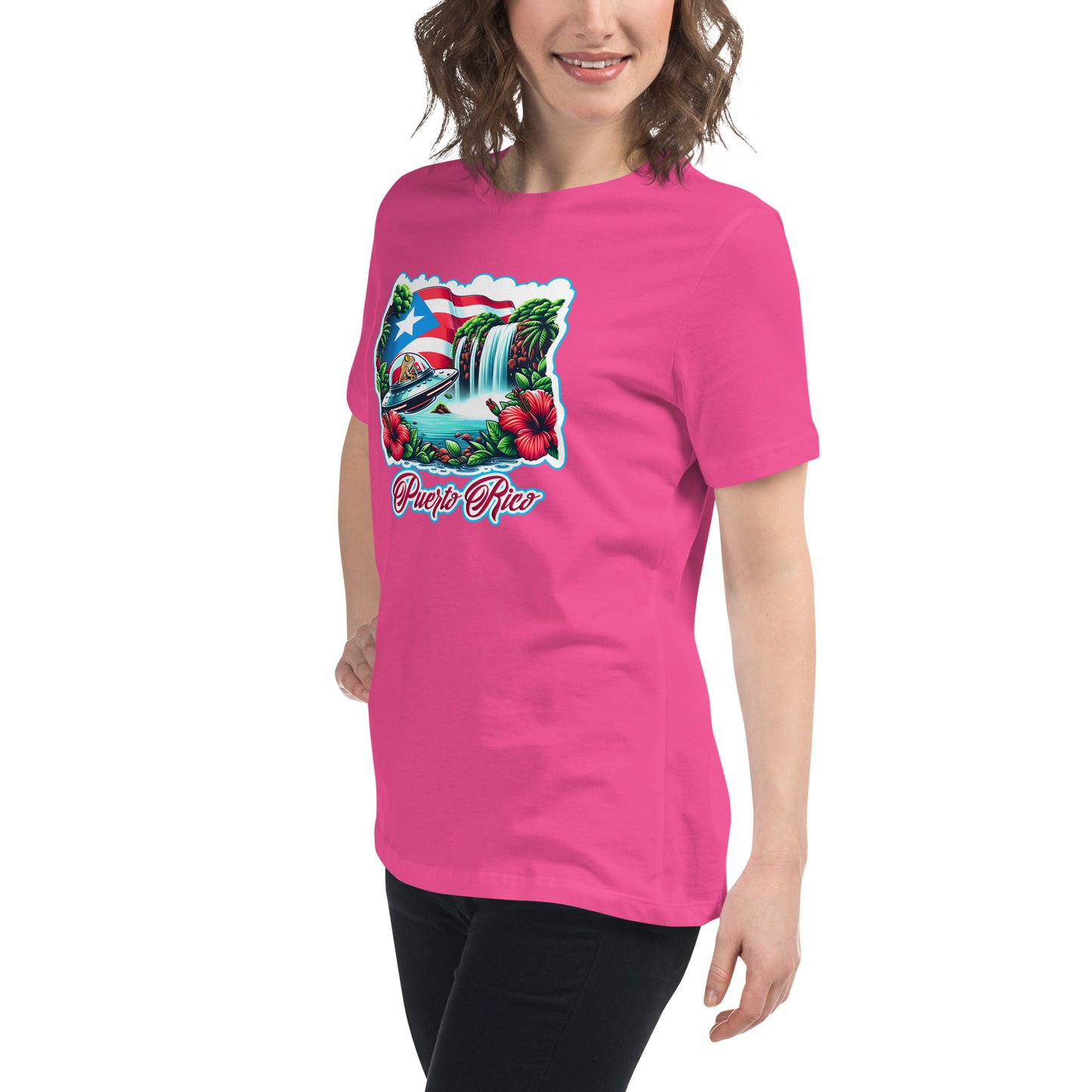 Graffytees Puerto Rico Coqui in UFO Women's Relaxed T-Shirt