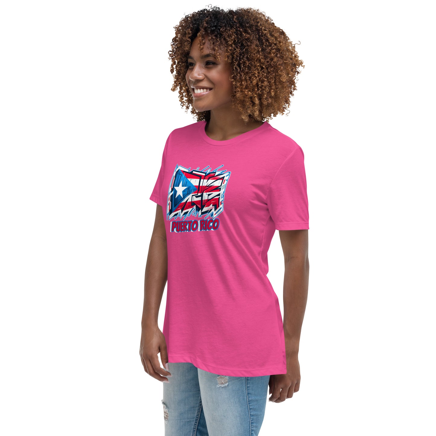 Graffytees Puerto Rico Graffiti flag Women's Relaxed T-Shirt