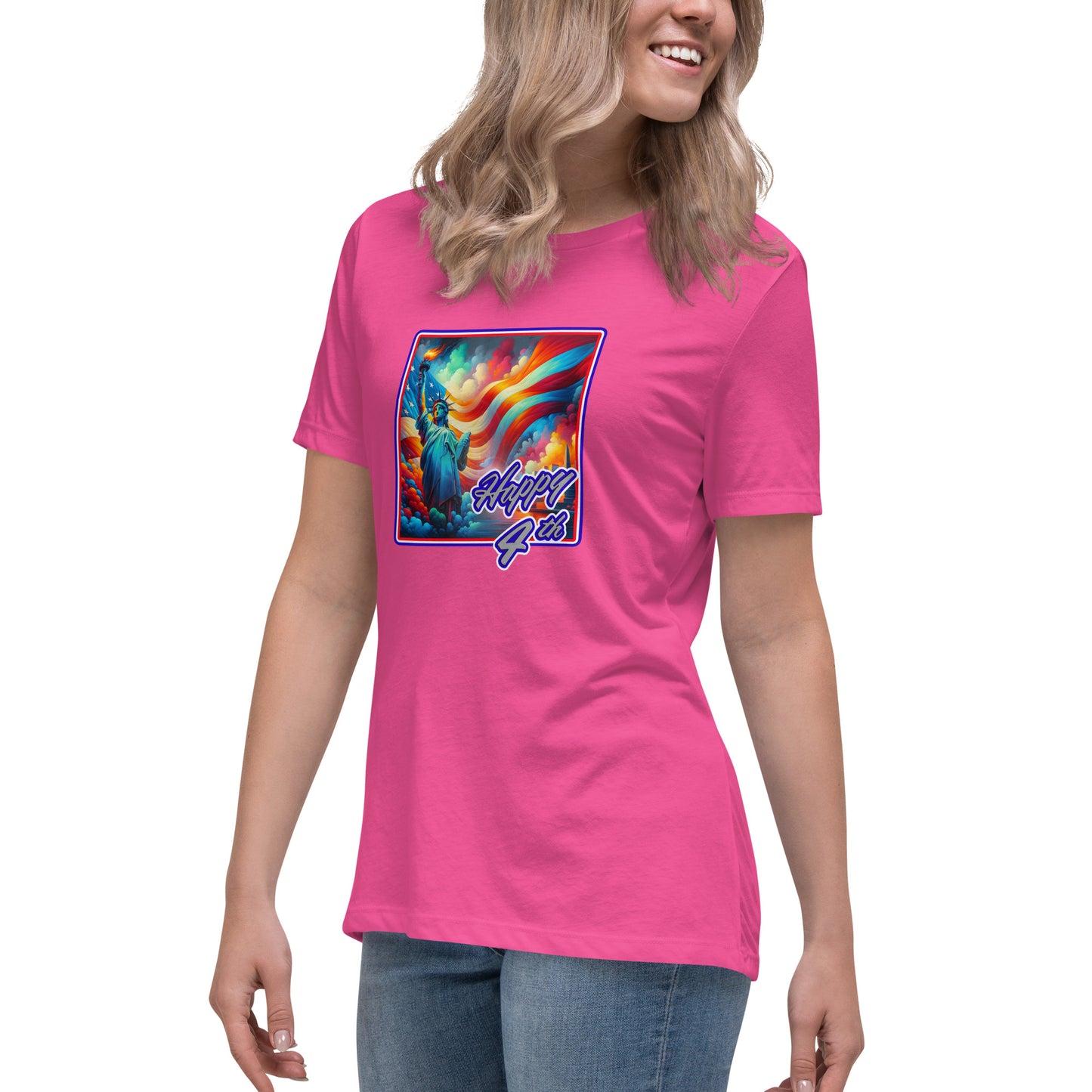 Graffytees Happy 4th of July Women's Relaxed T-Shirt