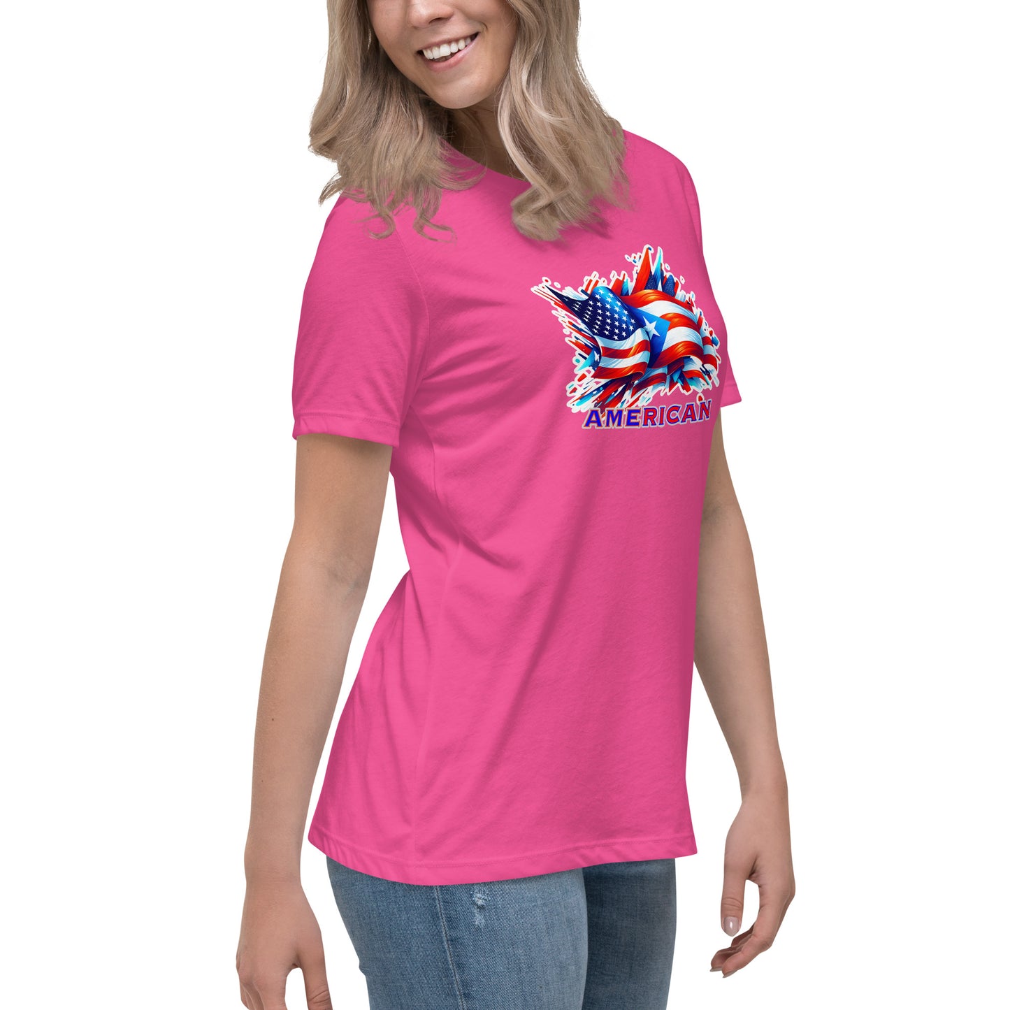 Graffytees AME-RICAN flags US-PR Women's Relaxed T-Shirt
