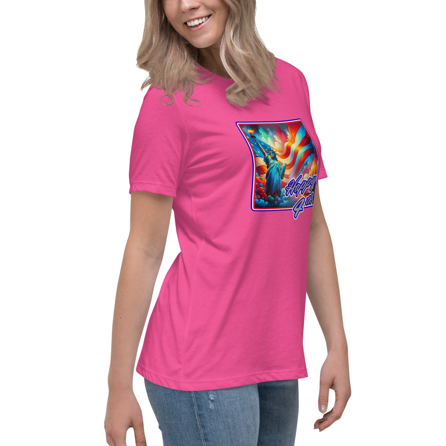 Graffytees Happy 4th of July Women's Relaxed T-Shirt