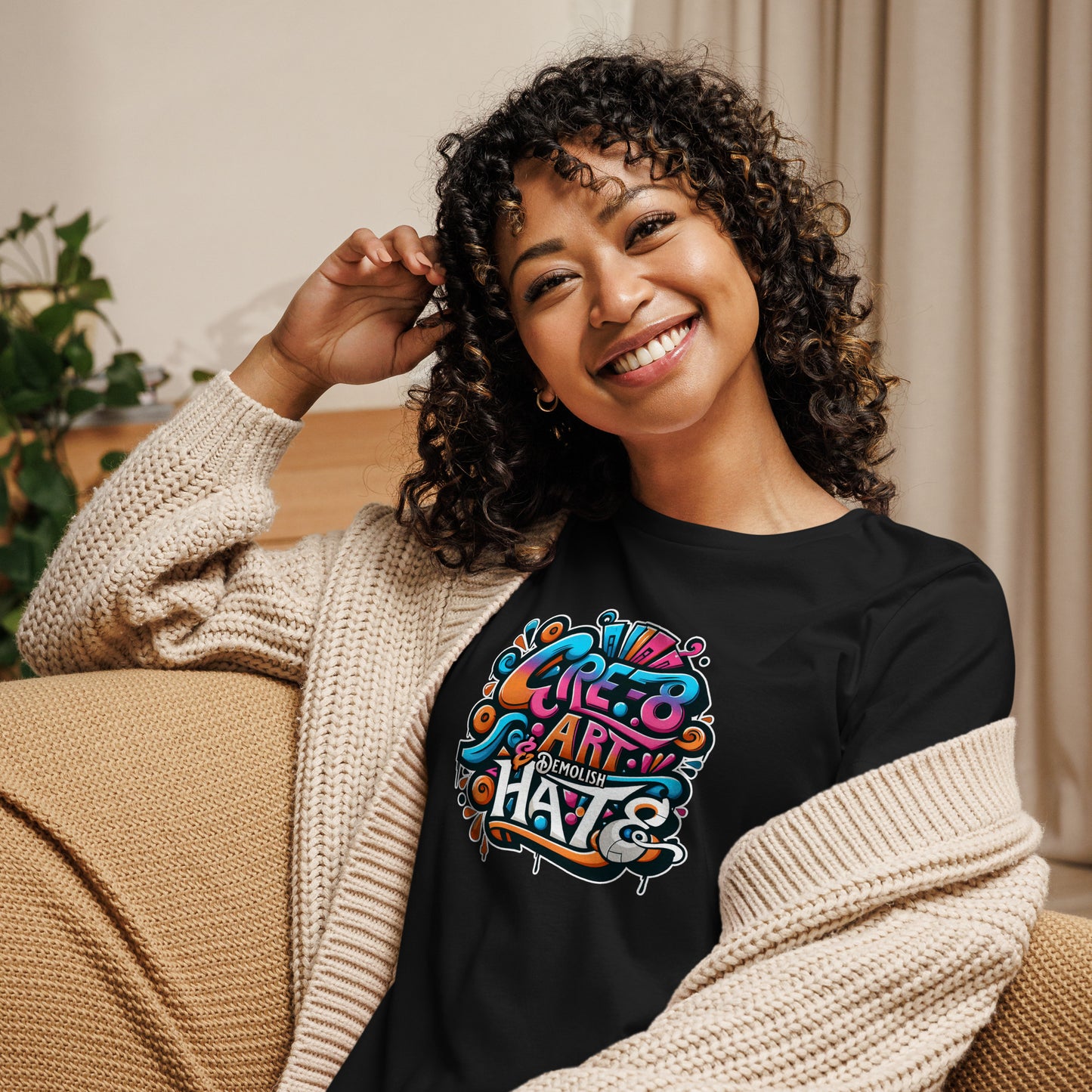 Graffytees CRE-8 Art design Women's Relaxed T-Shirt