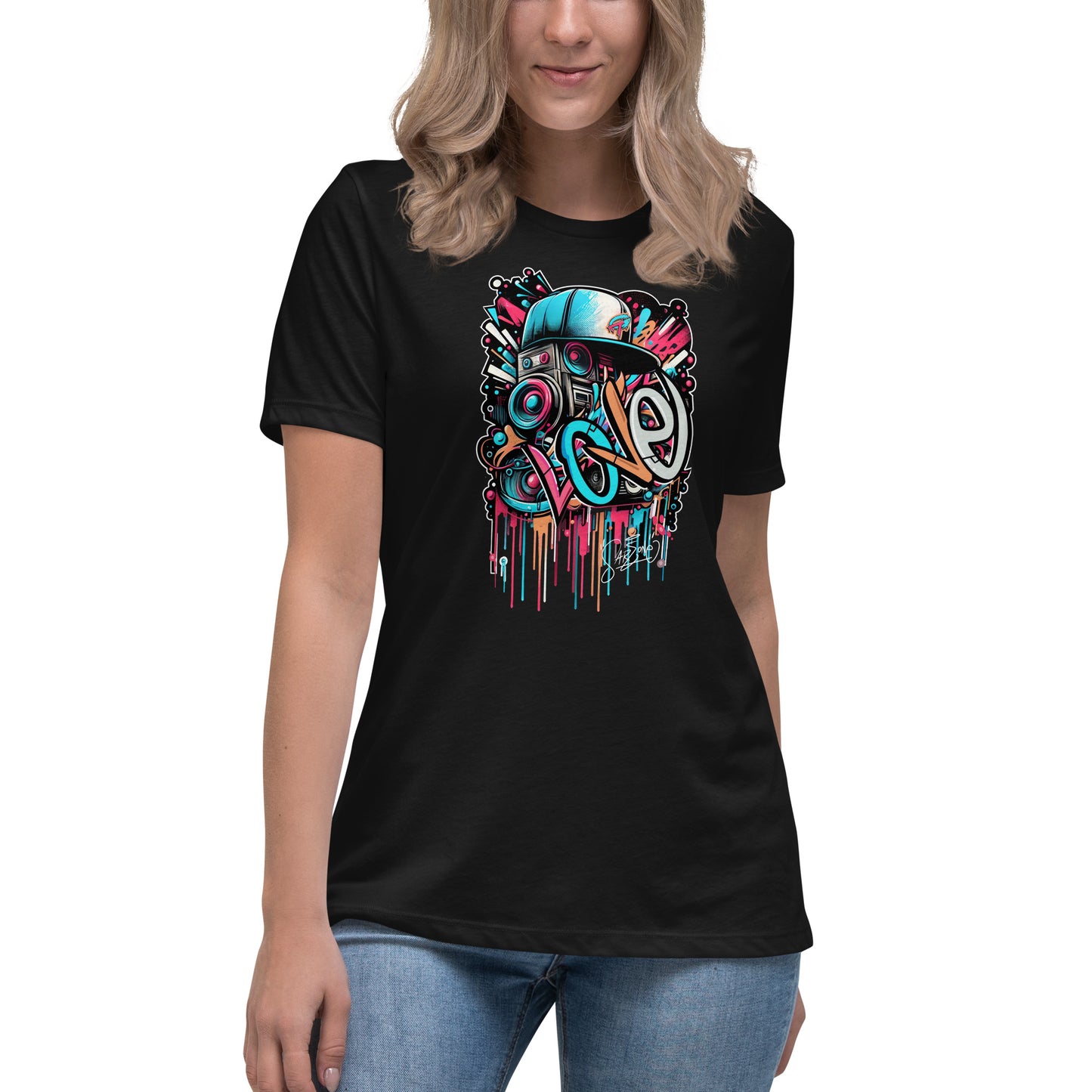 Graffytees Loud Love Graffiti design Women's Relaxed T-Shirt