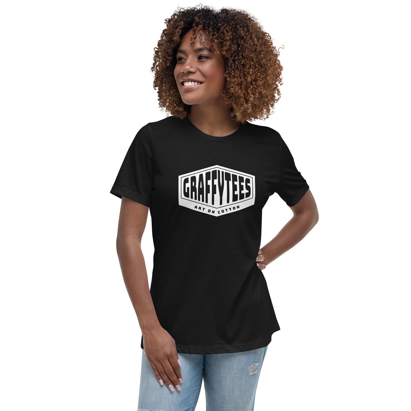 Graffytees white Diamond design Women's Relaxed T-Shirt