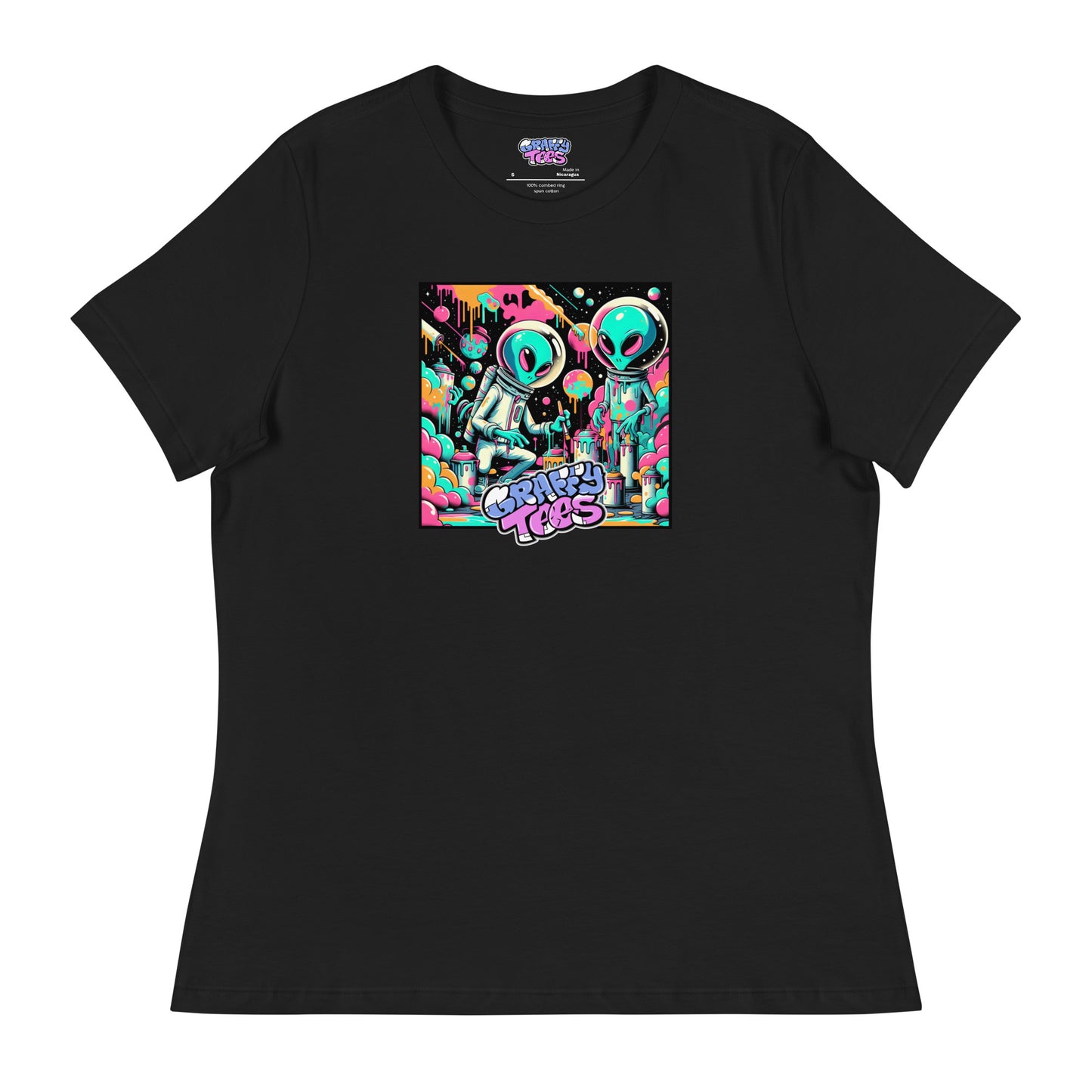GraffyTees Aliens Painting Women's Relaxed T-Shirt