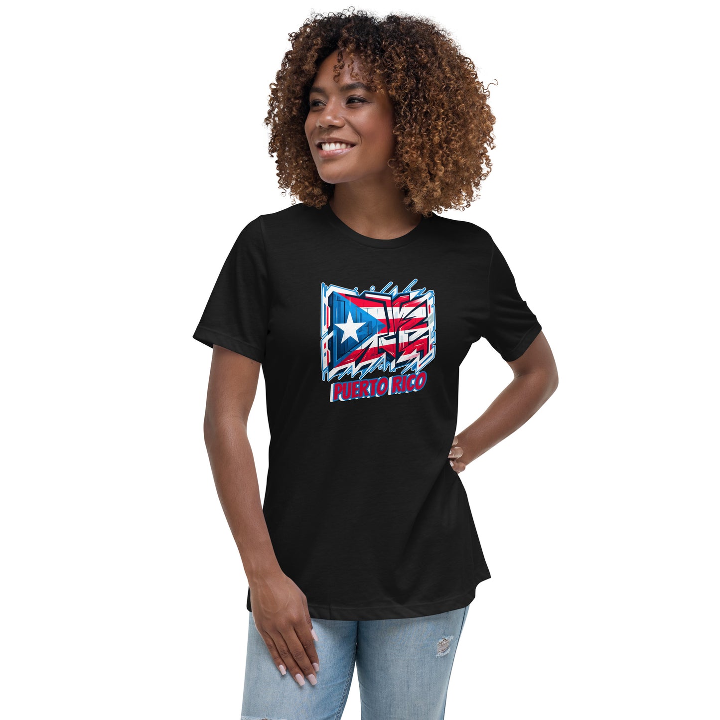 Graffytees Puerto Rico Graffiti flag Women's Relaxed T-Shirt