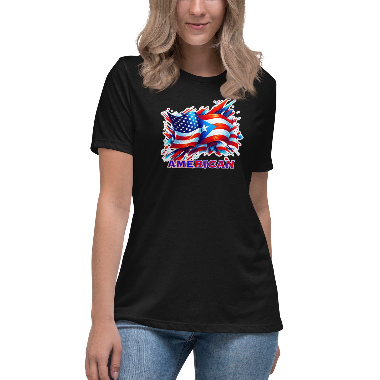 Graffytees AME-RICAN flags US-PR Women's Relaxed T-Shirt