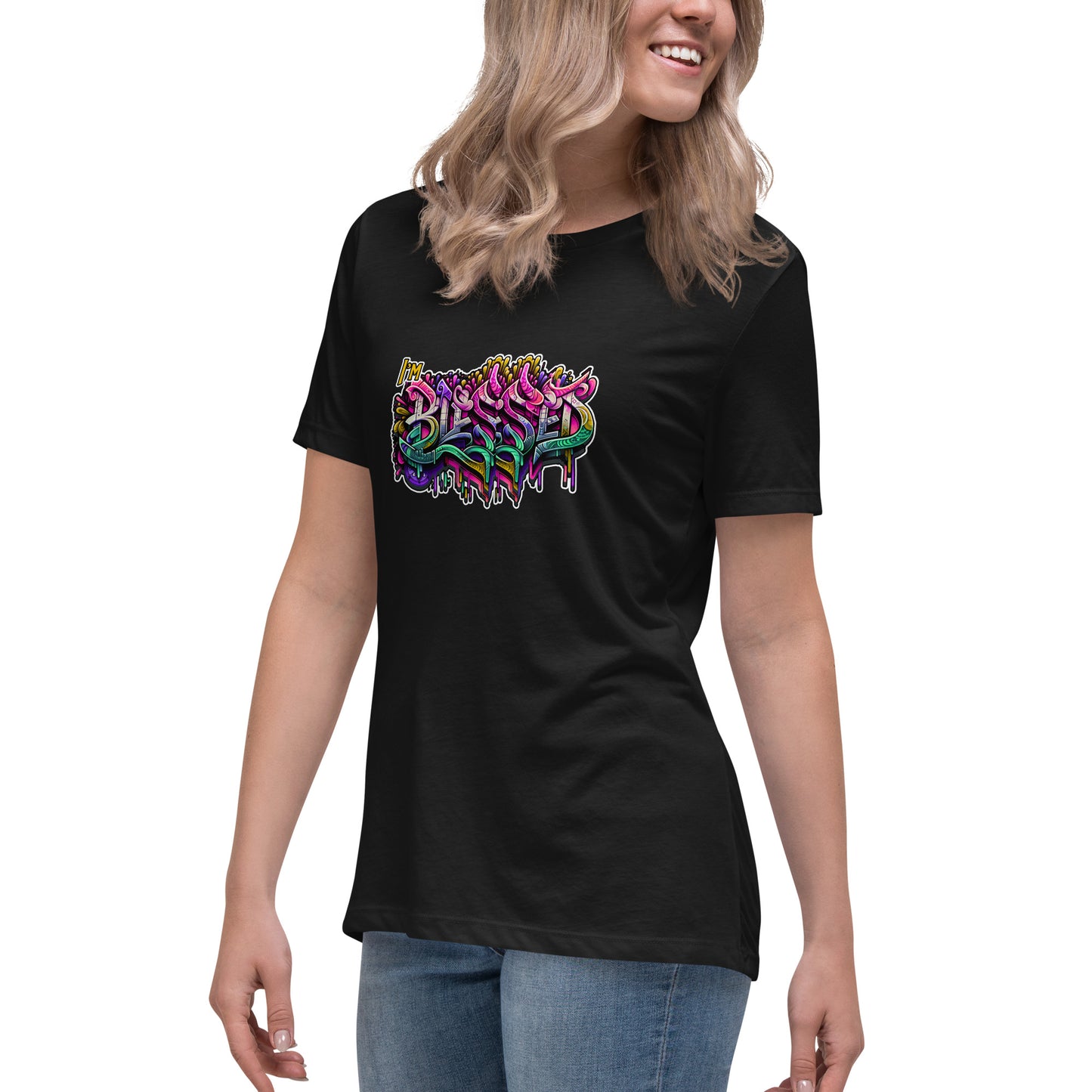 Graffytees Blessed Graffiti design Women's Relaxed T-Shirt