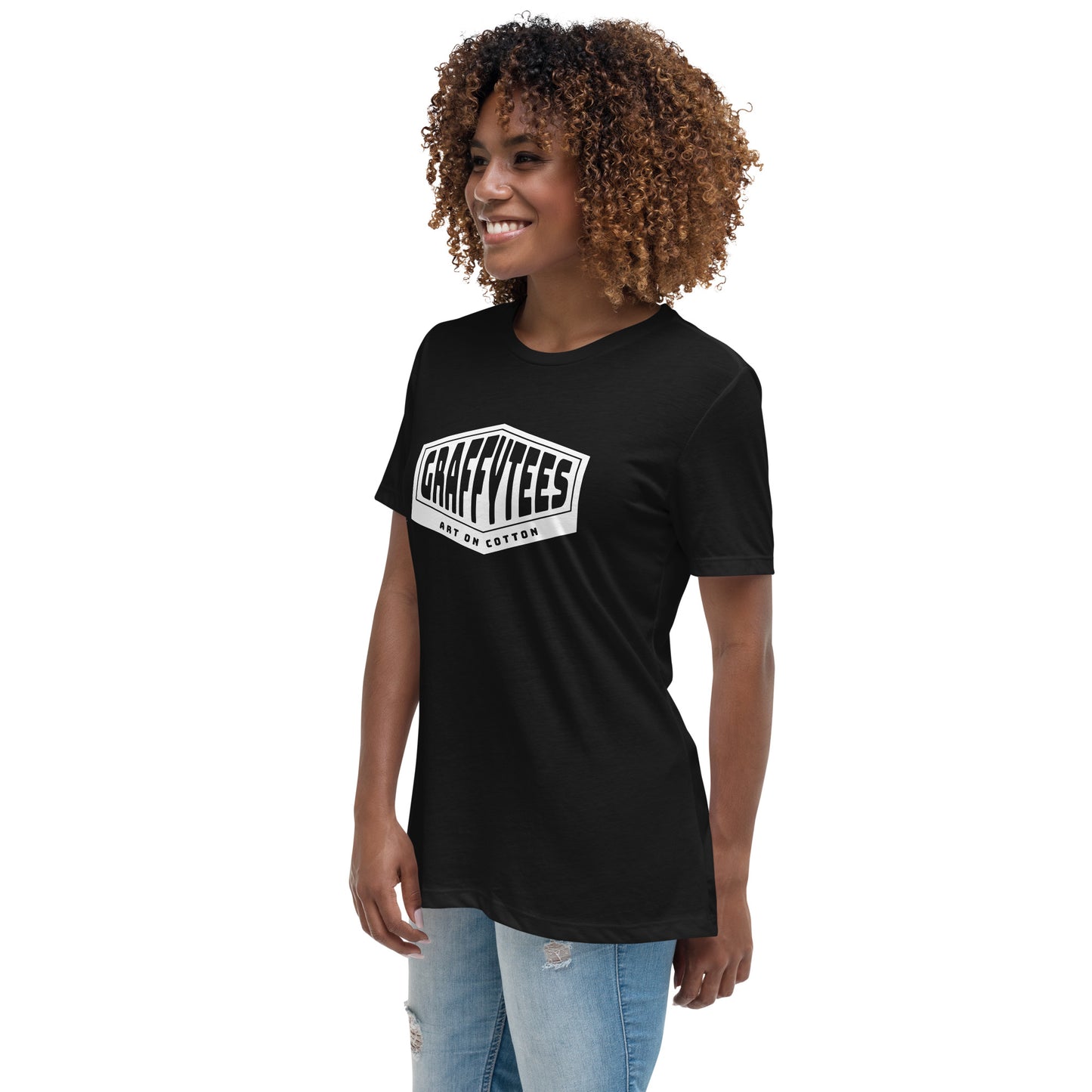 Graffytees white Diamond design Women's Relaxed T-Shirt