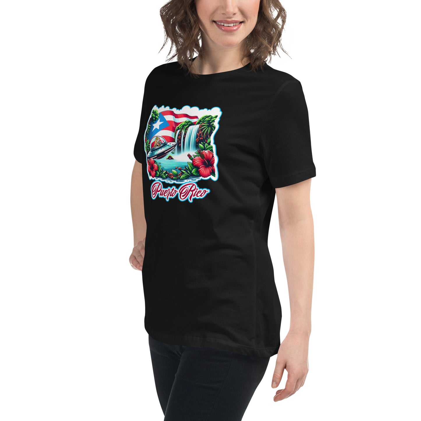 Graffytees Puerto Rico Coqui in UFO Women's Relaxed T-Shirt