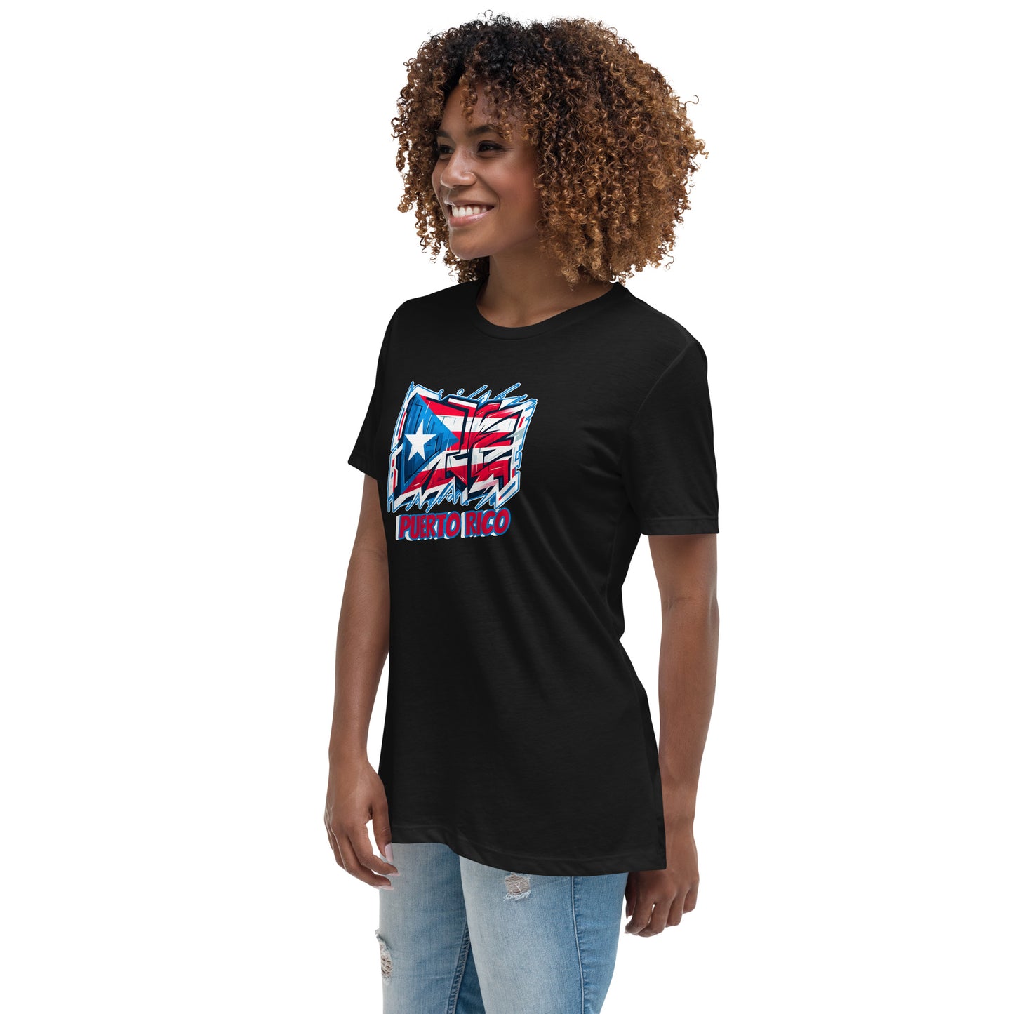 Graffytees Puerto Rico Graffiti flag Women's Relaxed T-Shirt