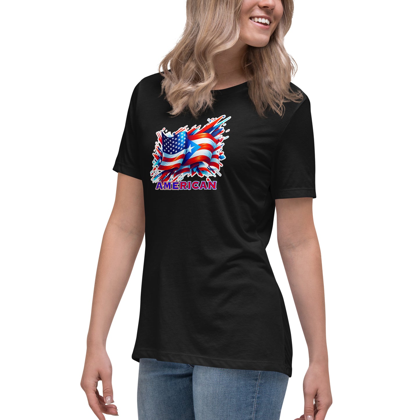 Graffytees AME-RICAN flags US-PR Women's Relaxed T-Shirt