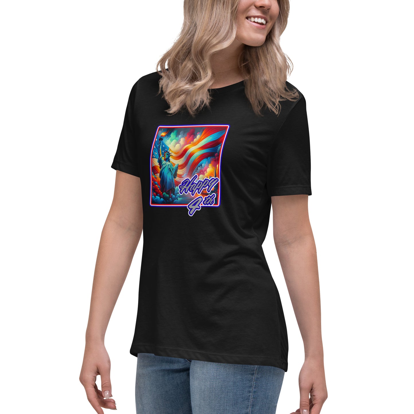 Graffytees Happy 4th of July Women's Relaxed T-Shirt