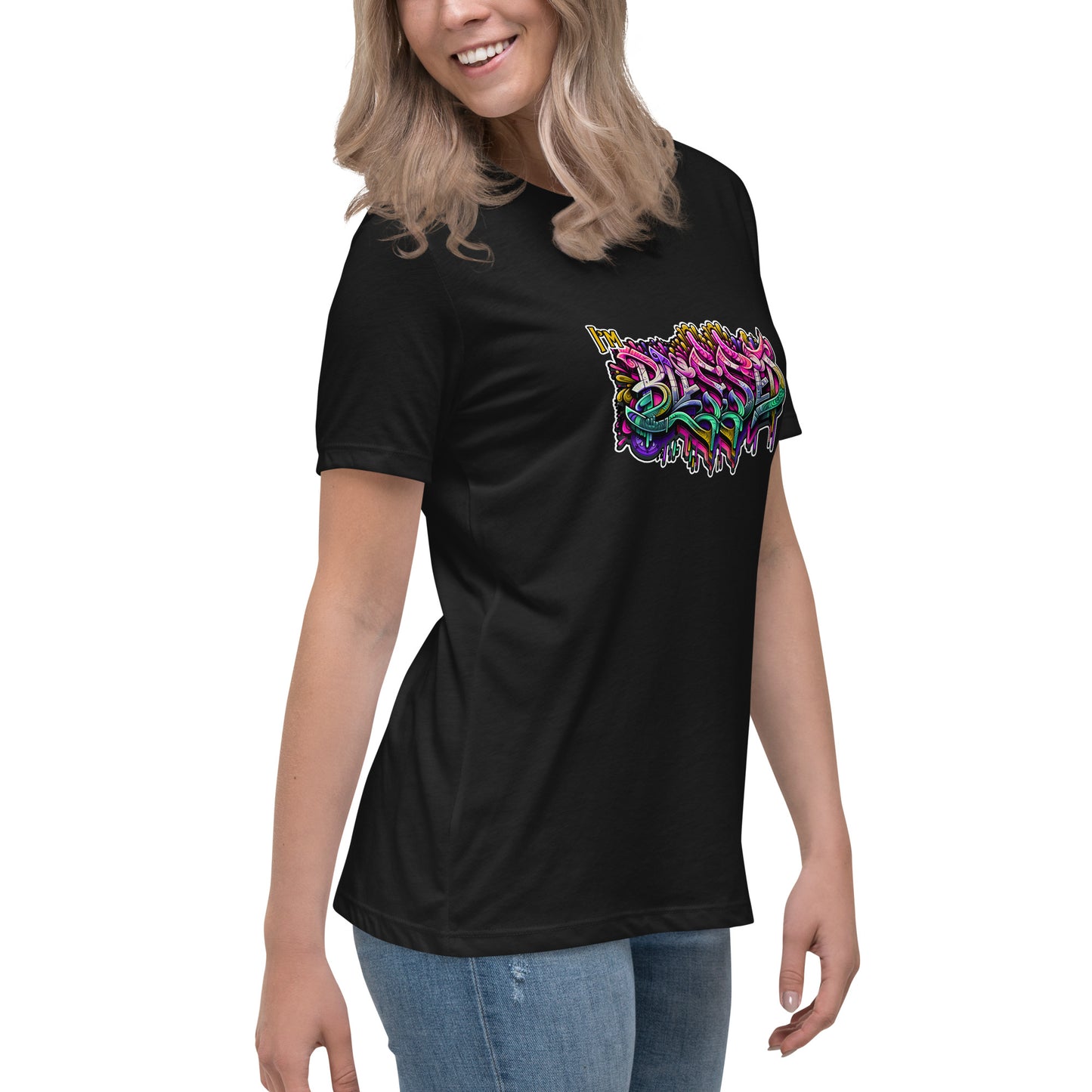 Graffytees Blessed Graffiti design Women's Relaxed T-Shirt