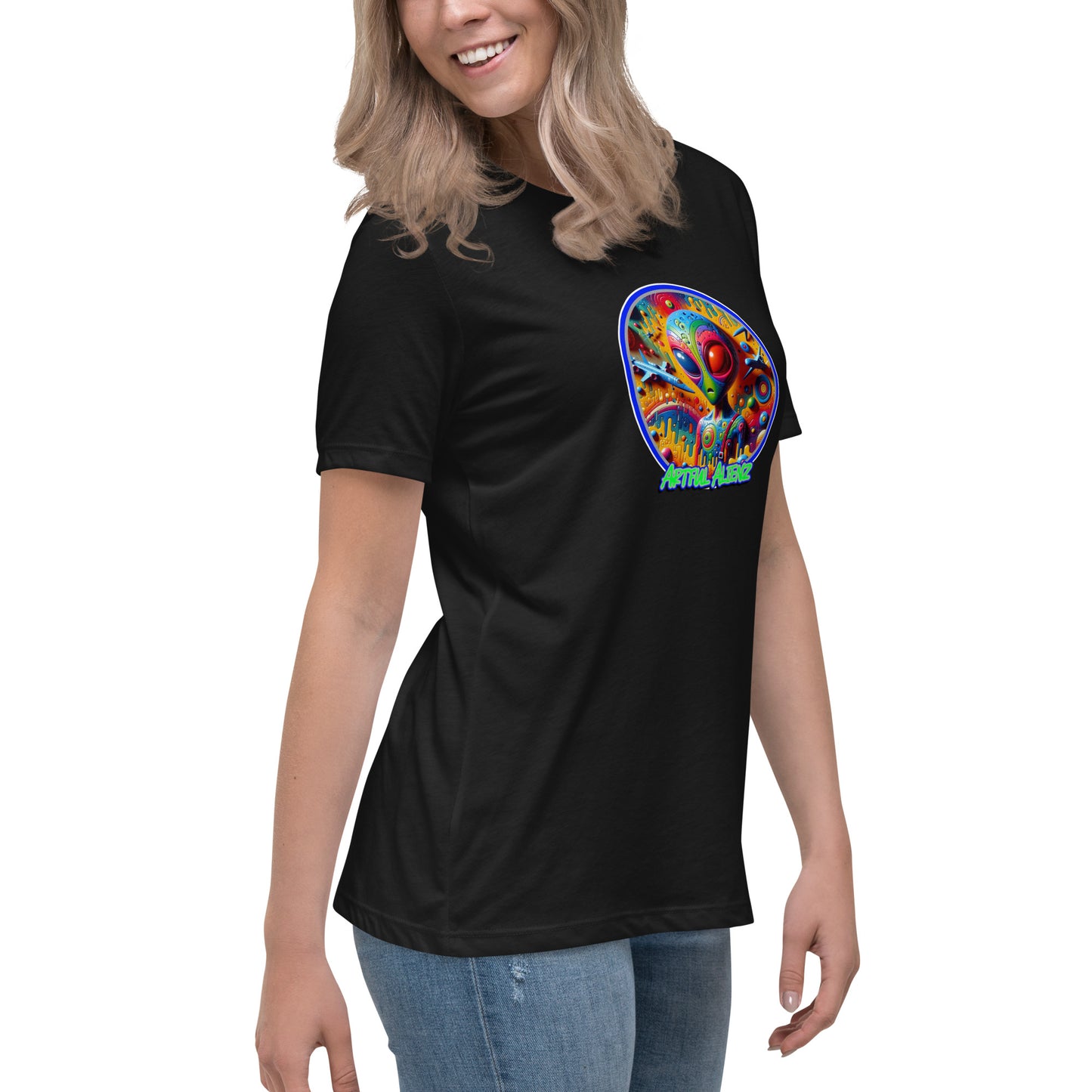 Graffytees Artful Alienz colorful graffiti design Women's Relaxed T-Shirt