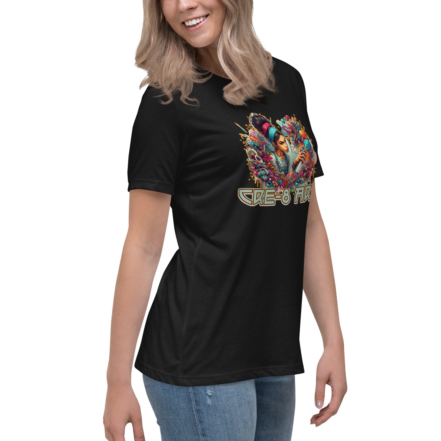 GraffyTees CRE-8 Art girl graph Artist Women's Relaxed T-Shirt