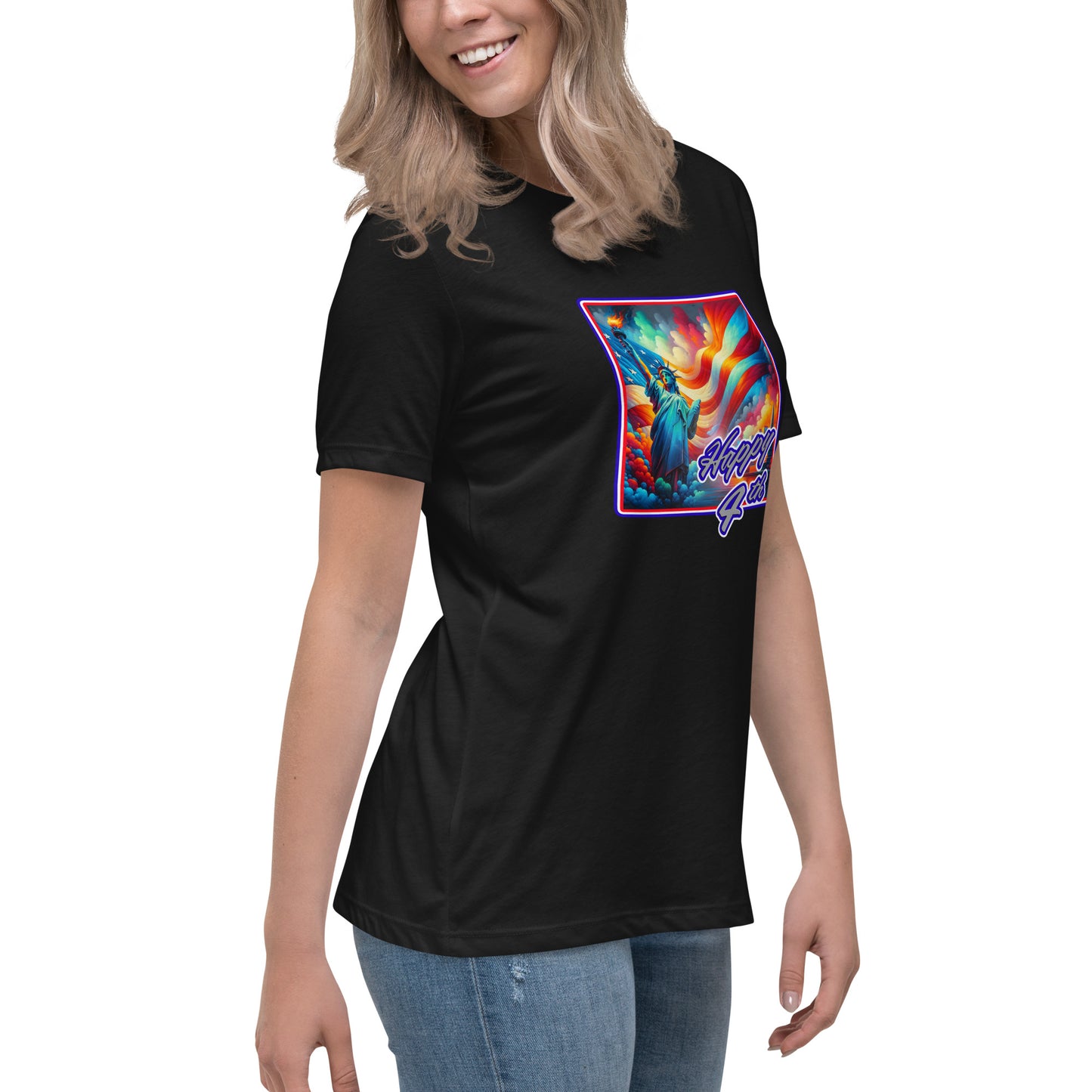 Graffytees Happy 4th of July Women's Relaxed T-Shirt