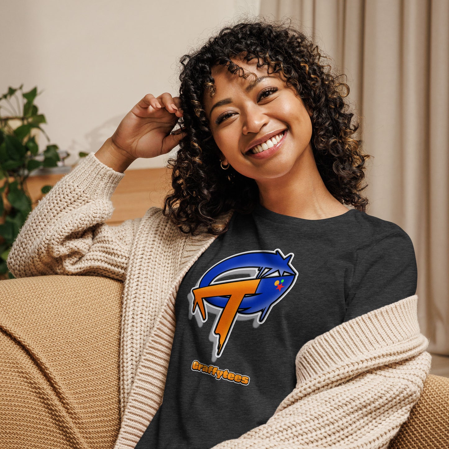 Graffytees GT graffiti monogram Lt Bkrd Women's Relaxed T-Shirt