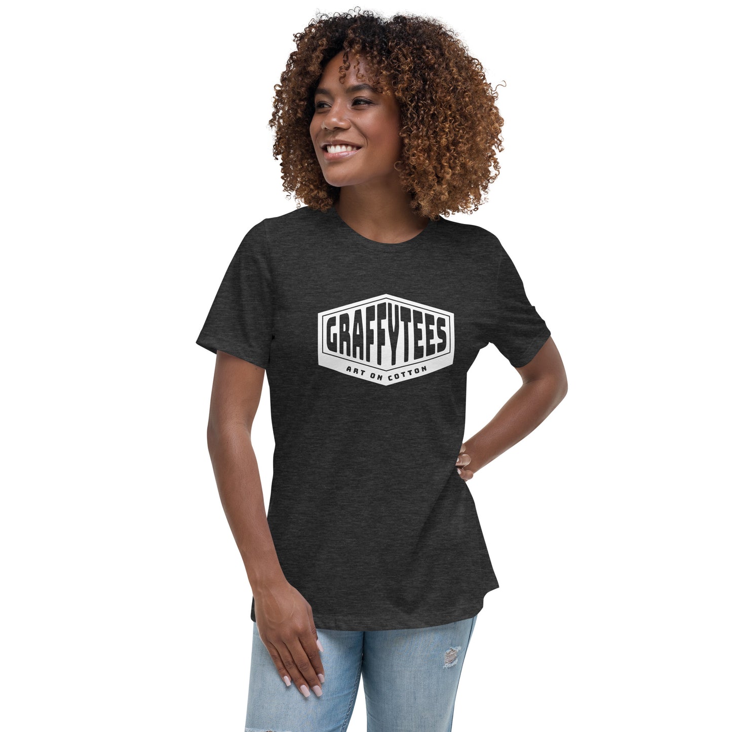 Graffytees white Diamond design Women's Relaxed T-Shirt