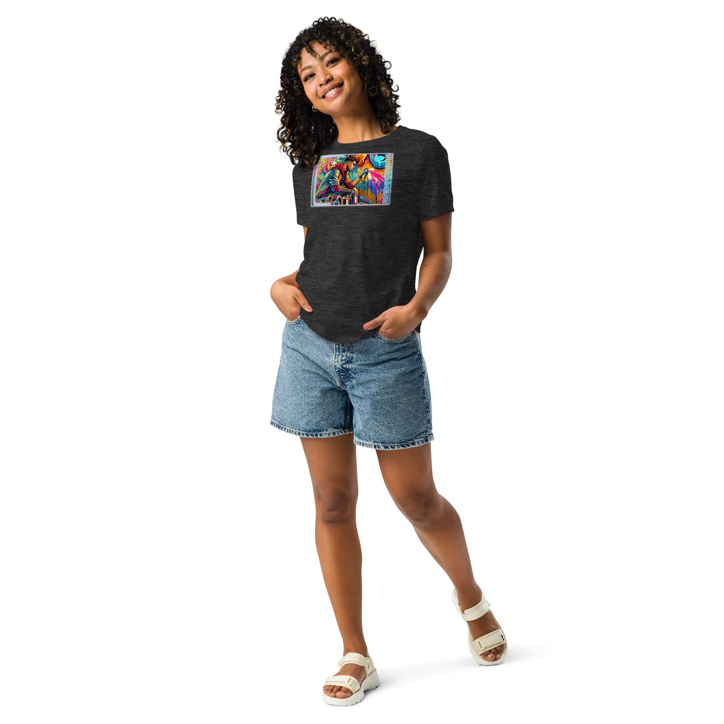 GraffyTees vandal Artist creating a Mural Women's Relaxed T-Shirt