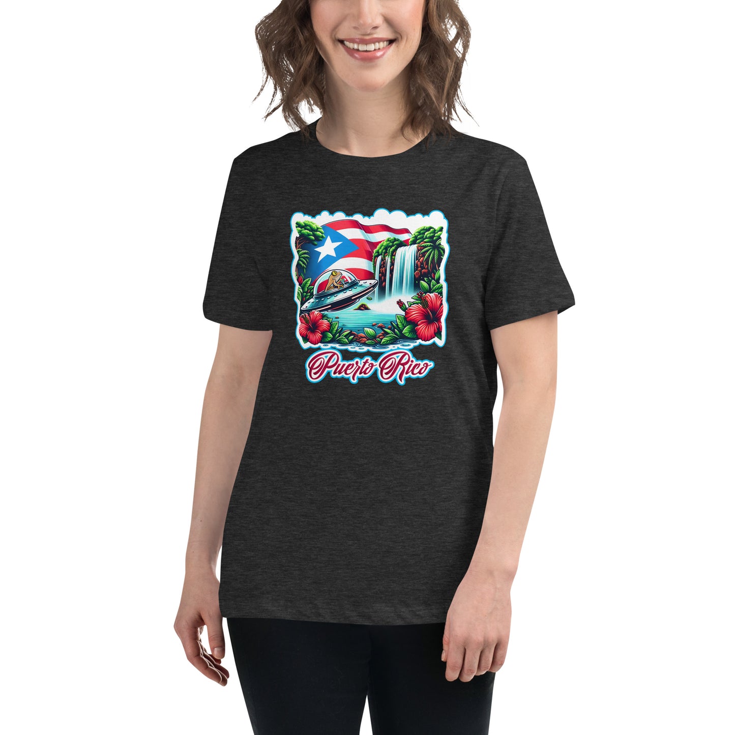 Graffytees Puerto Rico Coqui in UFO Women's Relaxed T-Shirt