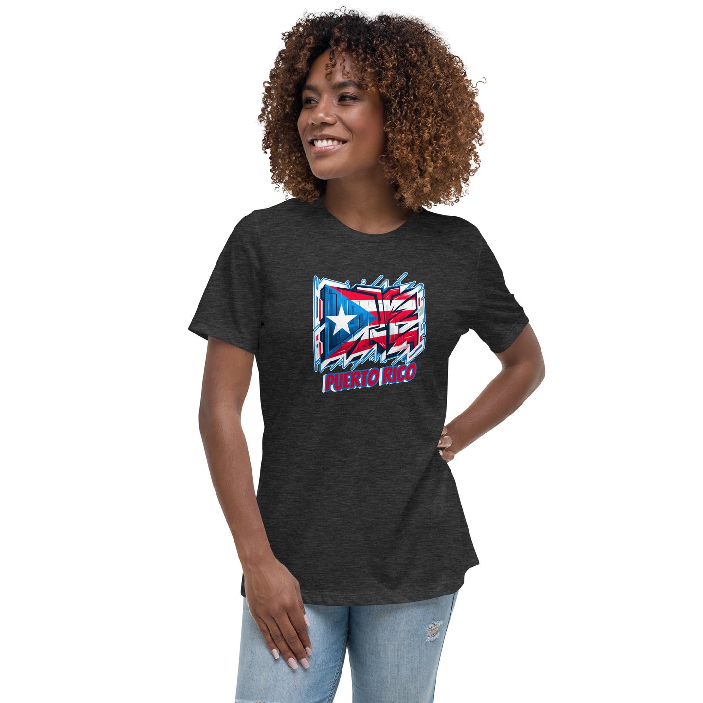 Graffytees Puerto Rico Graffiti flag Women's Relaxed T-Shirt
