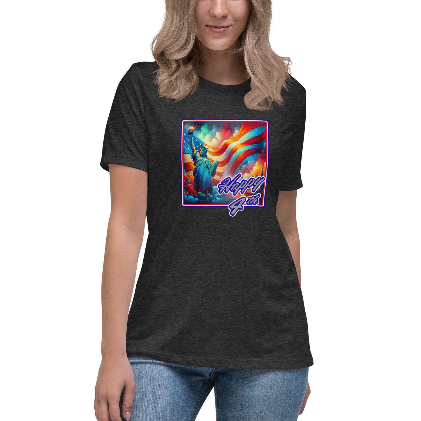 Graffytees Happy 4th of July Women's Relaxed T-Shirt