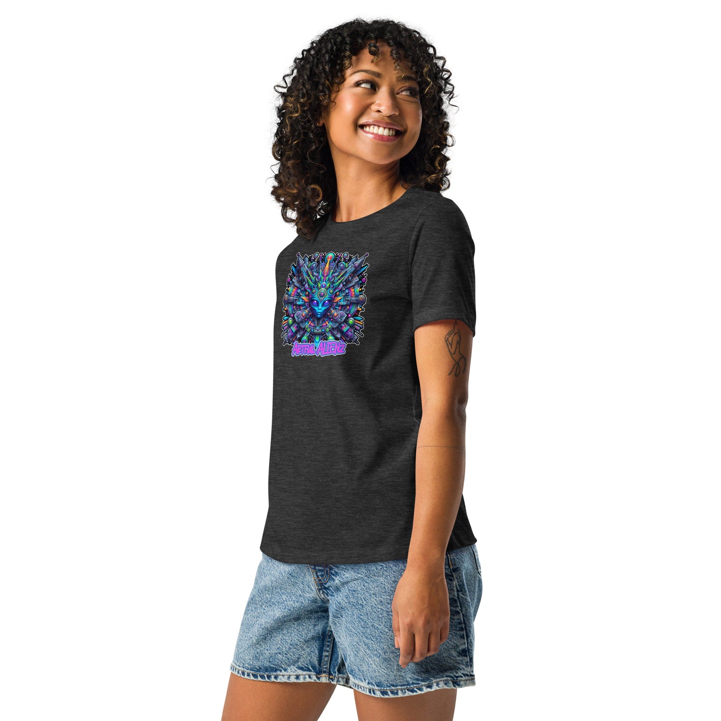 Graffytees Artful Alienz Purp designWomen's Relaxed T-Shirt