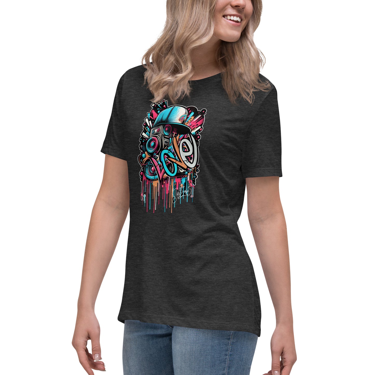 Graffytees Loud Love Graffiti design Women's Relaxed T-Shirt