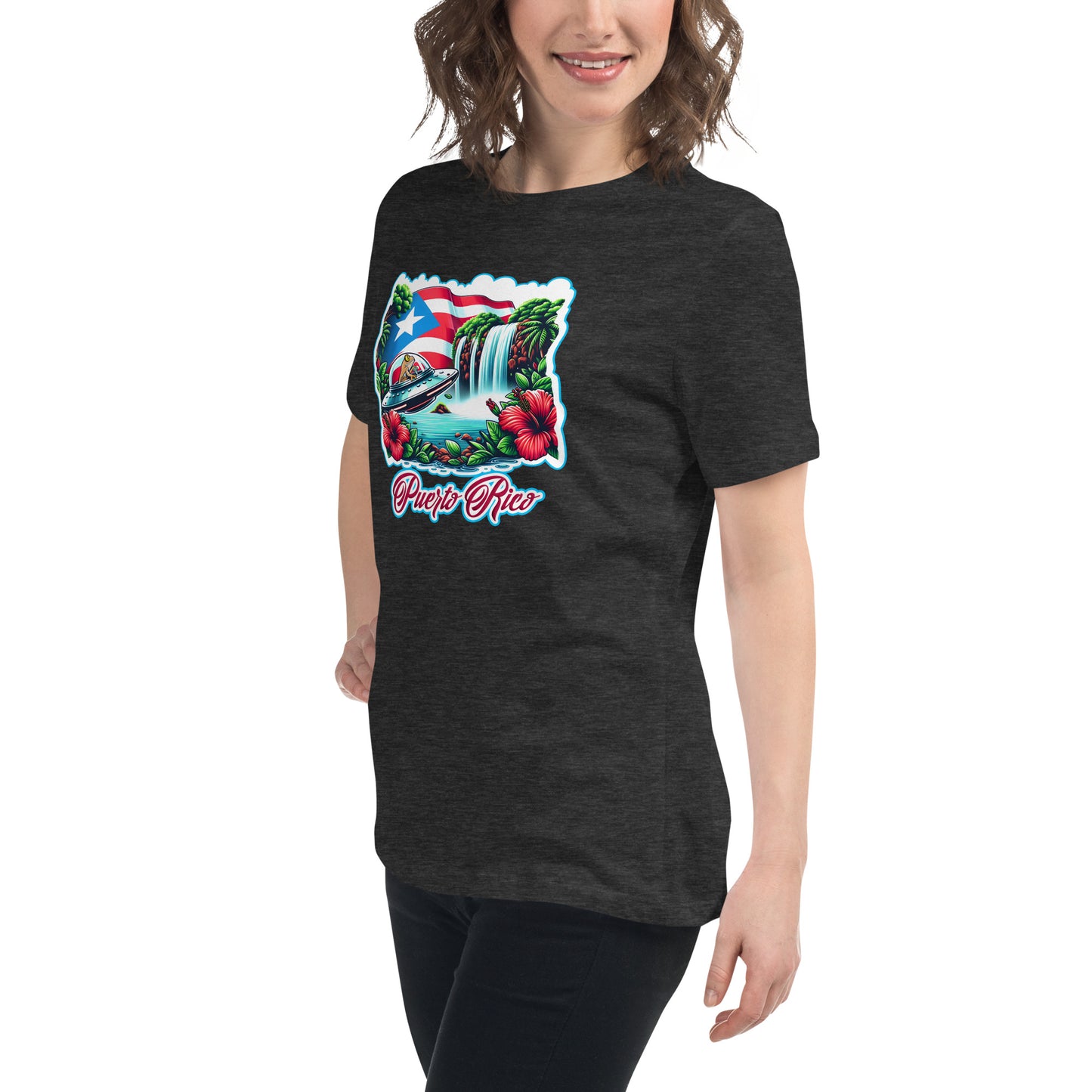 Graffytees Puerto Rico Coqui in UFO Women's Relaxed T-Shirt