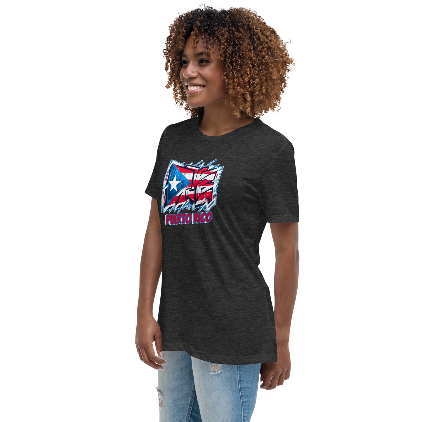 Graffytees Puerto Rico Graffiti flag Women's Relaxed T-Shirt