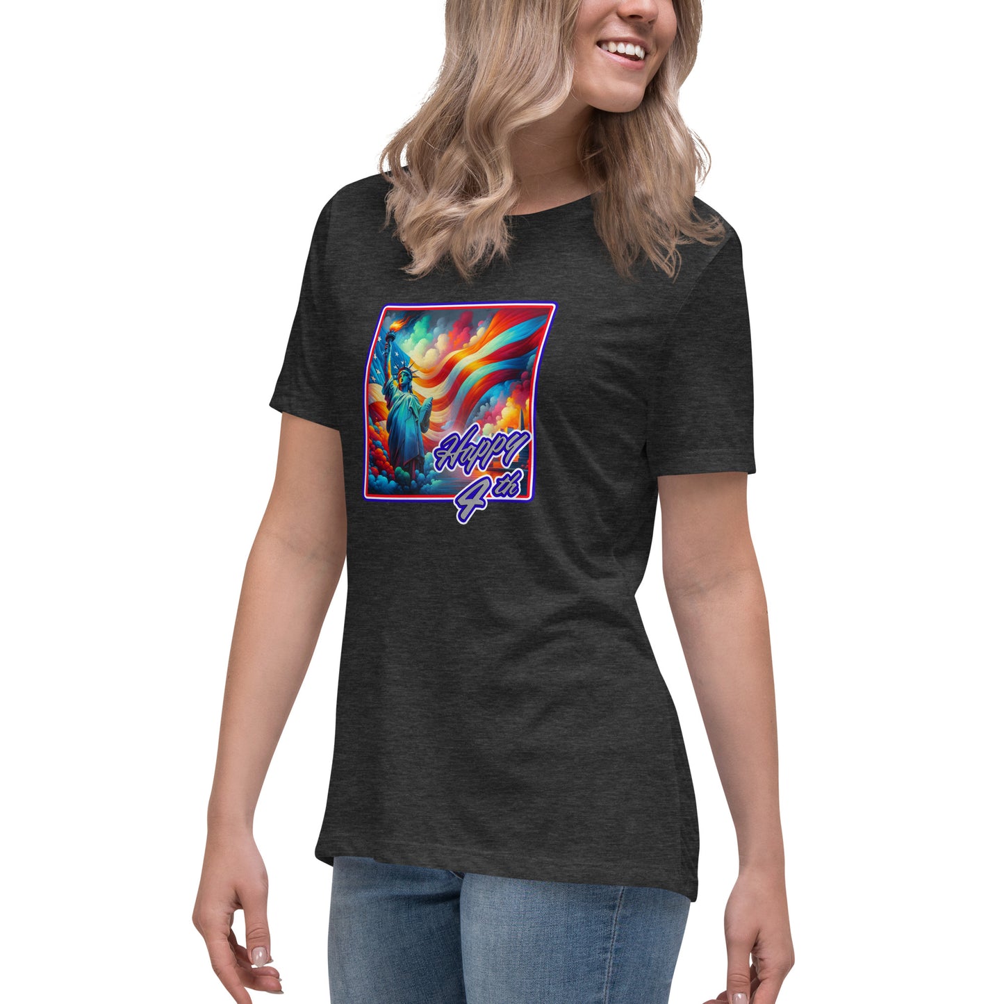 Graffytees Happy 4th of July Women's Relaxed T-Shirt