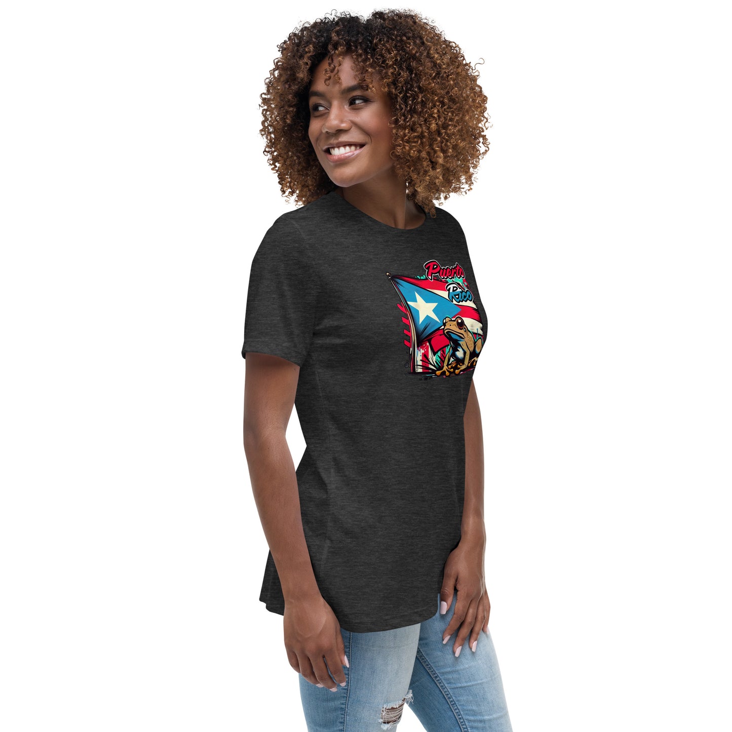 Graffytees Puerto Rico flag and Coqui Women's Relaxed T-Shirt